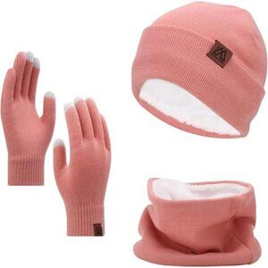 Winter Beanie Hat Scarf and Touch Screen Gloves 3-Piece Set, 2025 Cold Weather
